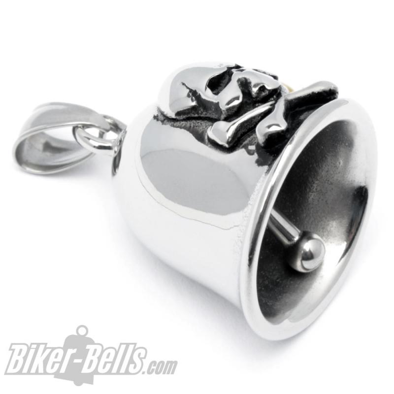 Skull Biker-Bell Stainless Steel Skull Cross Bones Motorcycle Lucky Bell